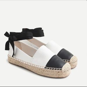NWT J. Crew Espadrille Flats with Leather Cap Toe